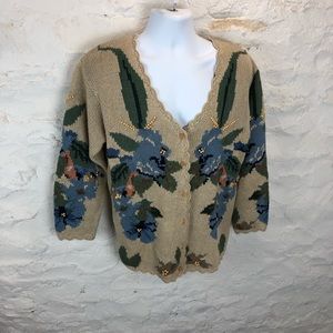 Clifford and Wills womens oversized medium button up sweater made with linen